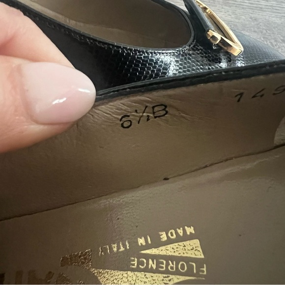 Salvatore Ferragamo Black Heels with Gold Accent 6.5 - Picture 9 of 9